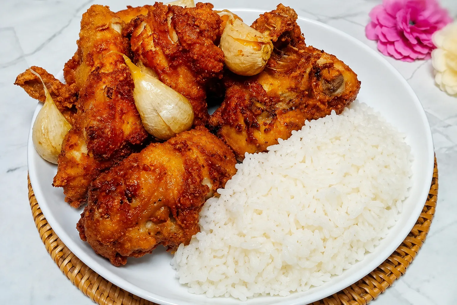 Ayam Goreng Bawang Putih + Nasi